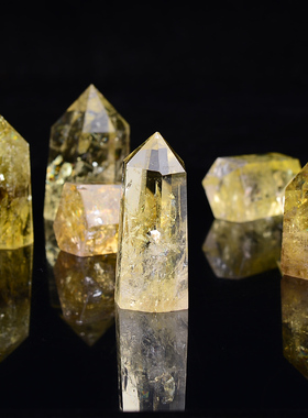 天然黄水晶原石摆件 水晶柱家居摆件 办公水晶消磁净化原石