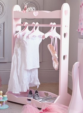 GLTC儿童卧室欧式木制实用挂衣架宝宝创意公主家用粉色落地晾衣架