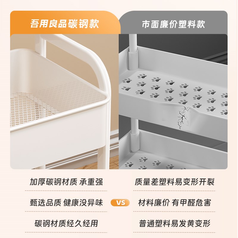 中古风小推车零食置物架复古客厅移动茶几边柜沙发边几小桌子收纳