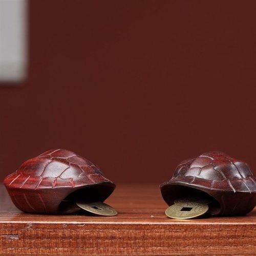 木雕摇卦龟壳富甲天下手把件爻卦龟甲富甲一方解压手盘文玩工艺品