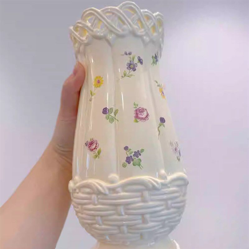 搭牙 漫花园 花束Lenox原厂精品 水培鲜花奶油风镂空贴花陶瓷花瓶