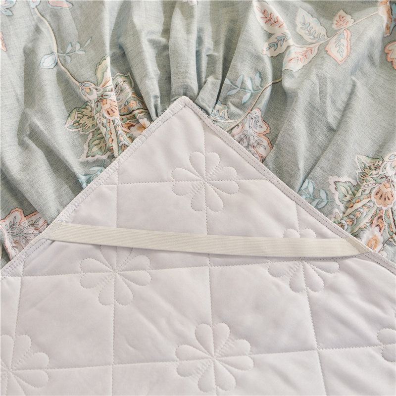 纯棉加厚床裙欧式全棉夹棉床罩单件防滑席梦思床套床单垫双人床围