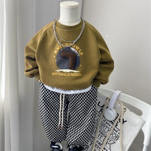 儿童卫衣男童春装上衣2024新款宝宝衣服春秋款中童小童圆领潮春季