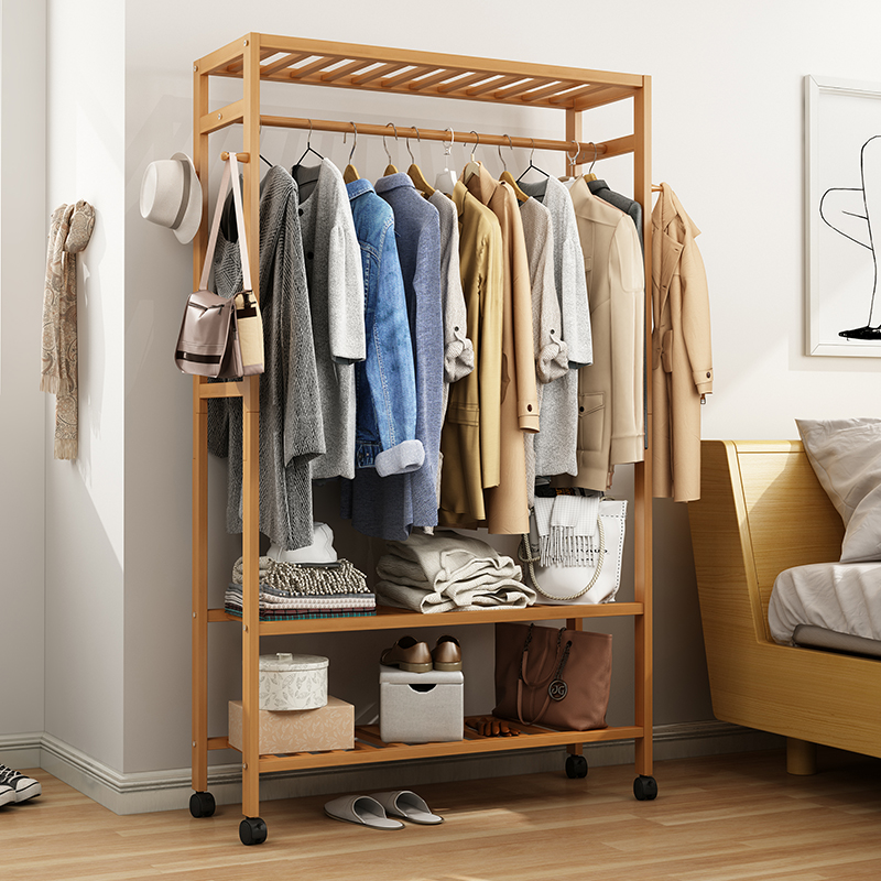 简易衣柜收纳架衣架落地收纳柜衣帽架衣架衣橱组合衣柜实木储物柜