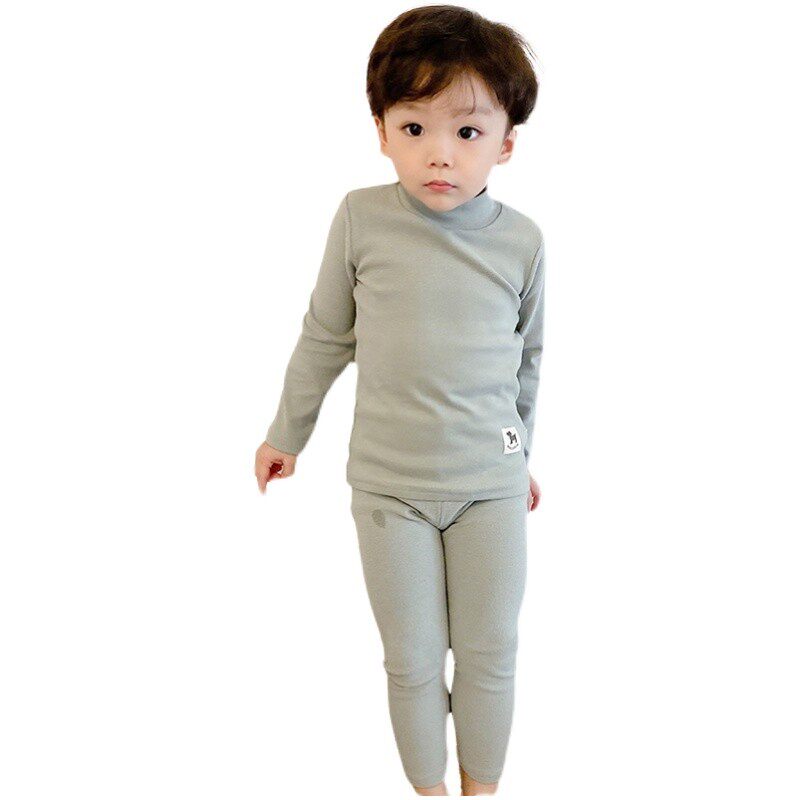 儿童秋衣秋裤半高领内衣套装男童全棉睡衣女宝宝打底保暖加厚秋冬