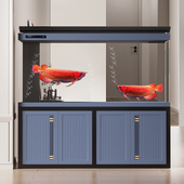 红龙缸大型客厅家用落地水族箱办公室超白玻璃底过滤免换水