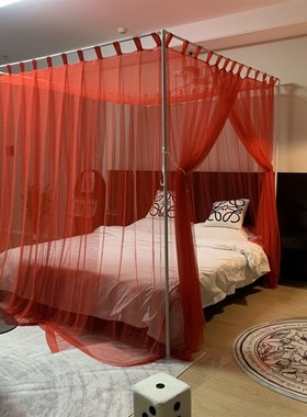 定制大红色婚庆一米宽A类1.35网纱蚊帐家用1.8x2m床加密1.5纹账