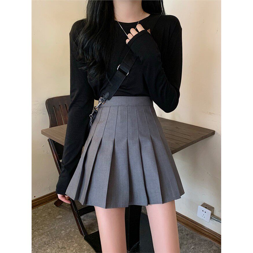 灰色百褶裙半身裙女夏季2025新款高腰显瘦jk西装短裙短款a字裙子