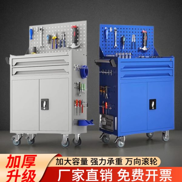 加厚重型工具车汽修工厂车间用移动推车铁皮五金工具箱收纳柜架子
