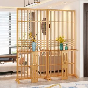 禅意玄关屏风隔断客厅进门遮挡入户正对门半墙格栅装 新中式 饰座屏