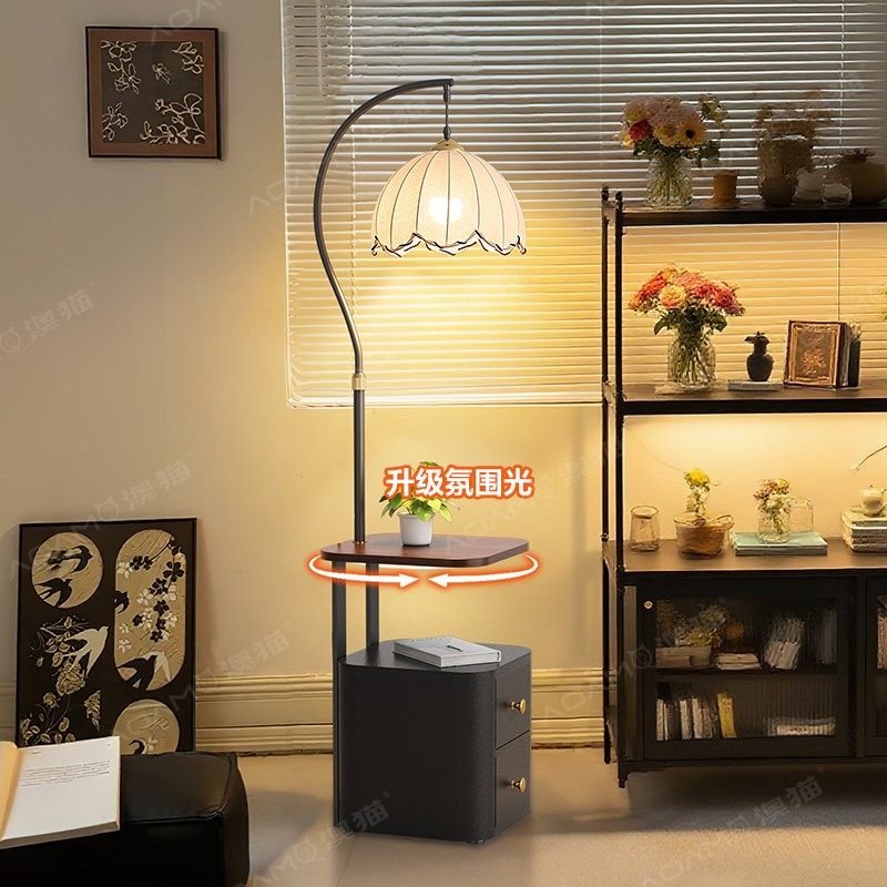 中古落地灯下发光客厅沙发边钓鱼灯卧室氛围感无线充置物一体台灯,家装灯饰光源,置物功能落地灯,淘宝优惠券,粉丝福利购,淘宝优惠卷