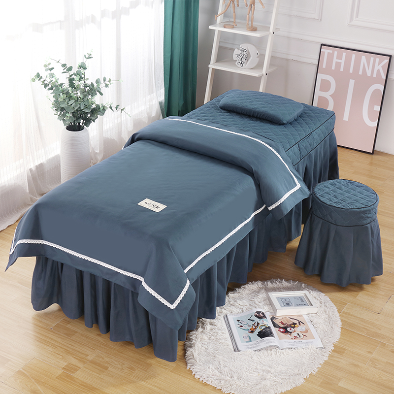 美容床四件美容院美容床罩亲肤棉推拿P按摩理疗床罩四件