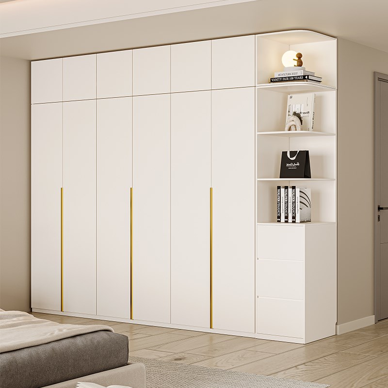 法式奶油风衣柜现代卧室家用柜子六门柜子成品板式大衣橱