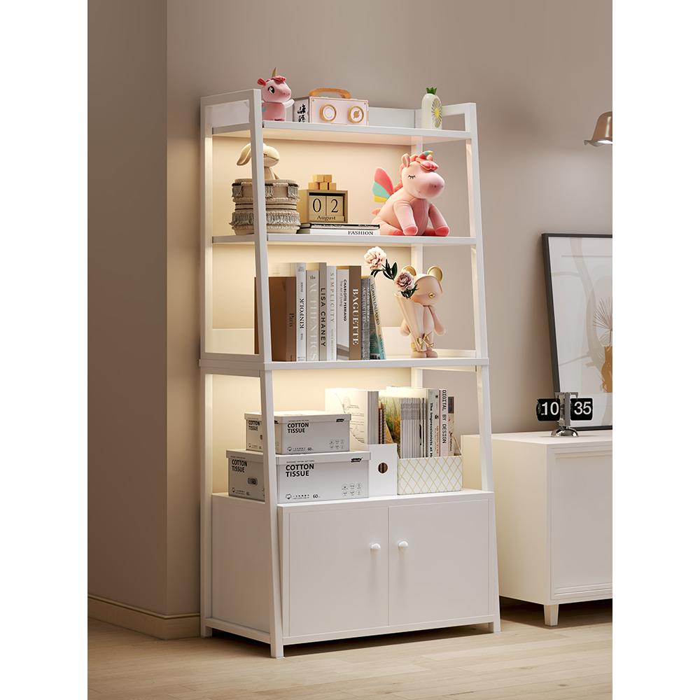 置物架落地电视柜旁书架客厅展示柜靠墙收纳储物柜子铁艺防尘书柜