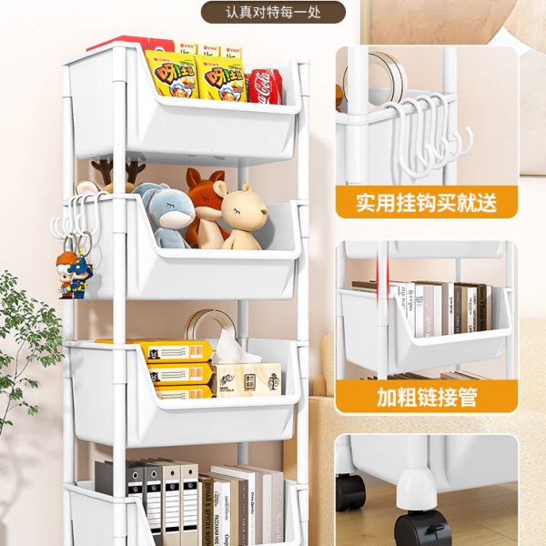 可移动书架桌面置物架儿童玩具收纳阅读架带轮小推车落地简易书柜