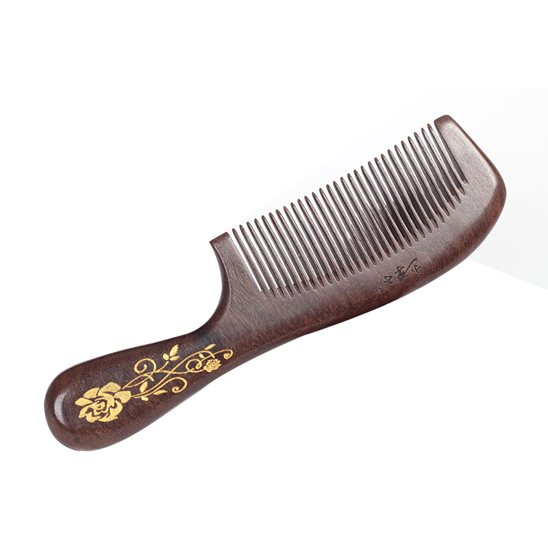 天然金丝檀香木梳子长发防头皮静电按摩梳木头定制刻字女脱发梳子