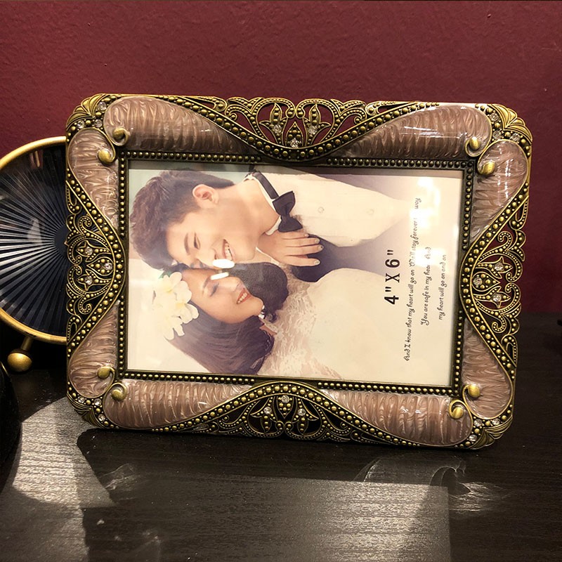 7寸相框摆台 复古金属寸创意横竖两用照片框 闺蜜相框带冲洗照片
