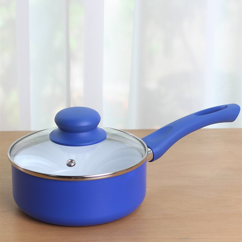 【陶瓷涂层宝妈锺爱】出口欧美陶瓷涂层铝不粘小奶锅煎锅防烫16