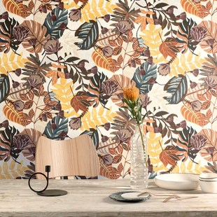 LI现代时尚树叶个性定制壁画 卧室客厅背景墙壁纸无缝墙纸