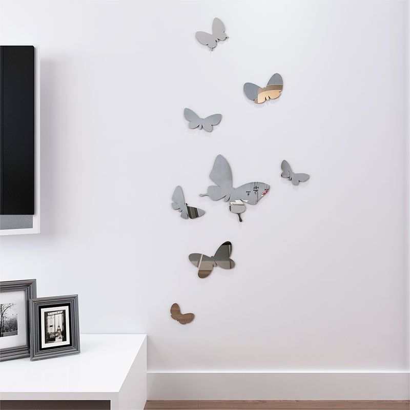 镜面立体3d墙贴蝴蝶 客厅卧室床头背景贴纸贴画墙上装饰浪漫