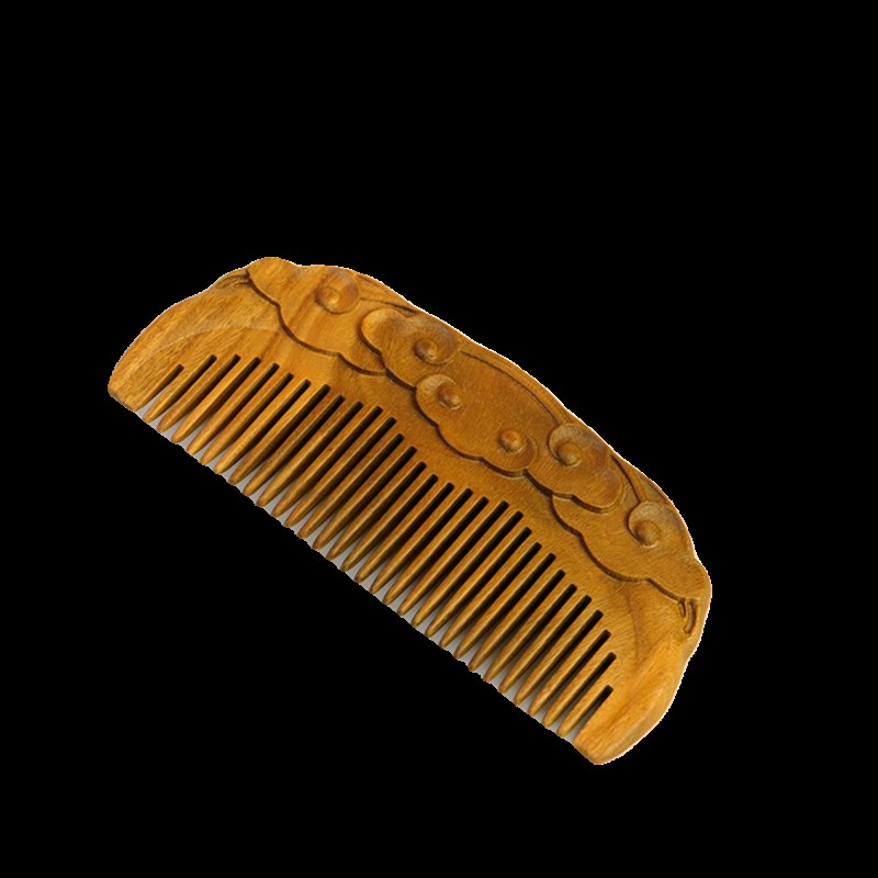 祥云绿檀木梳子檀香木脱发天然木头按摩头梳男女士专用长发防送礼