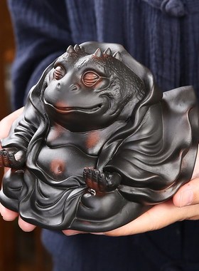 紫陶蟾仙桌面家居装饰客厅玄关办公室酒柜电视柜摆设茶宠茶玩