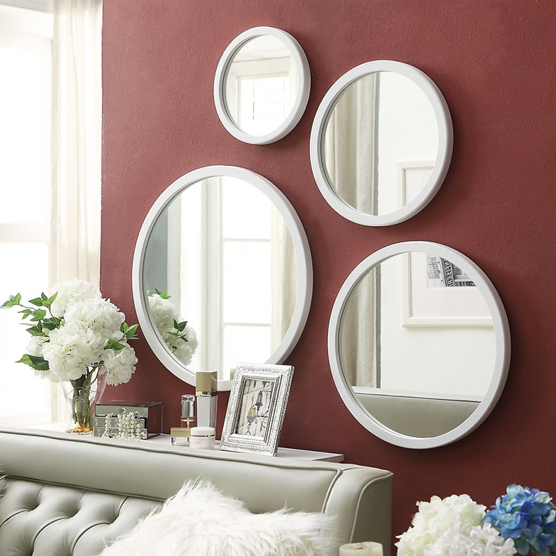 圆形带框化妆镜壁挂镜子悬挂梳妆台挂墙式镜客厅墙面装饰镜免打孔