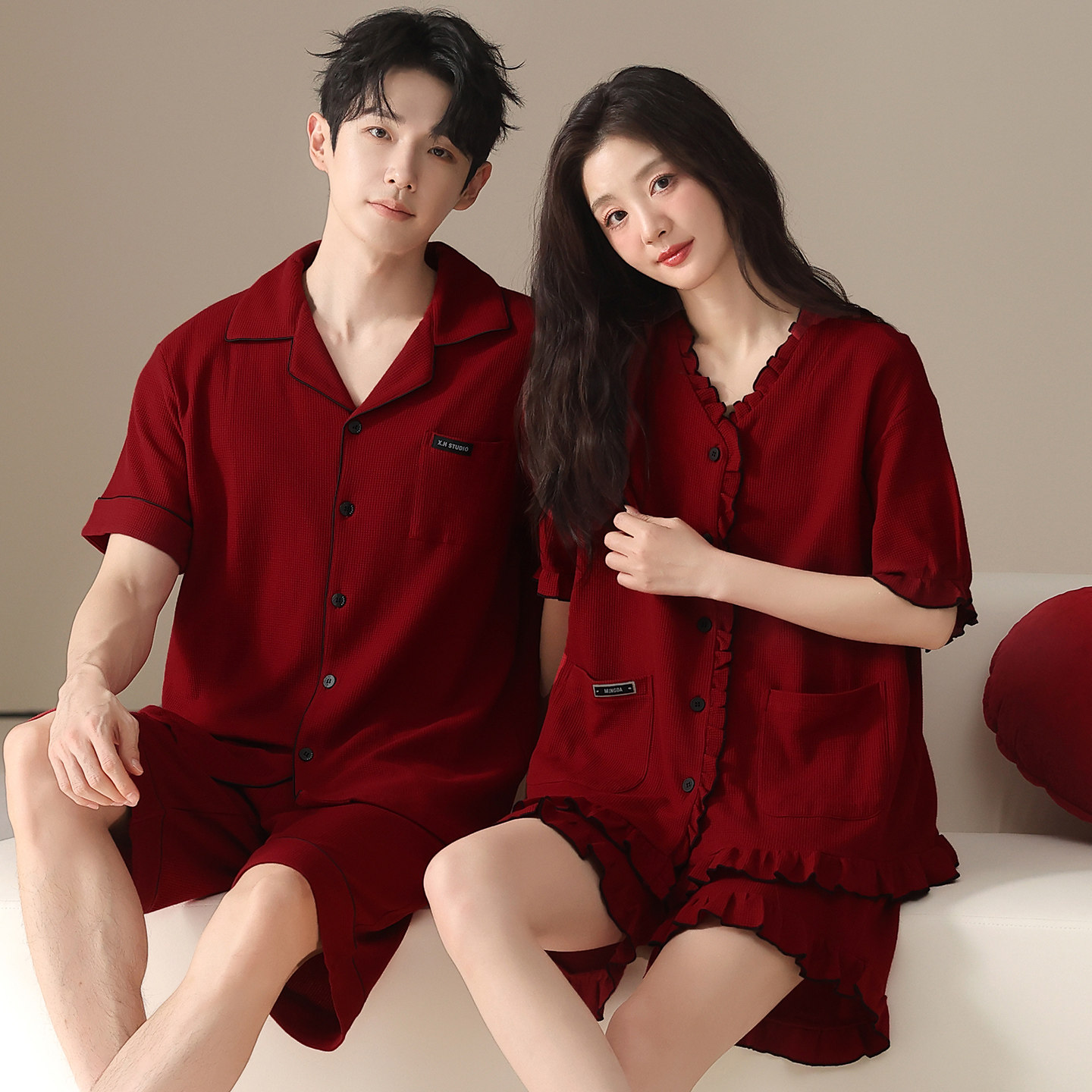 新婚本命年情侣纯棉家居服套装