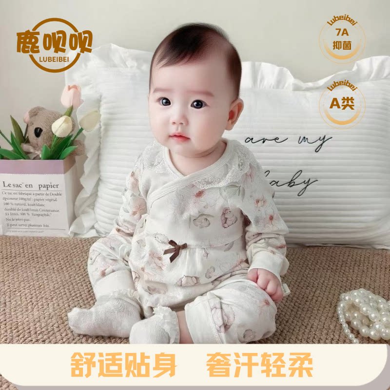 鹿呗呗初生婴儿连体衣夏季衣服图片