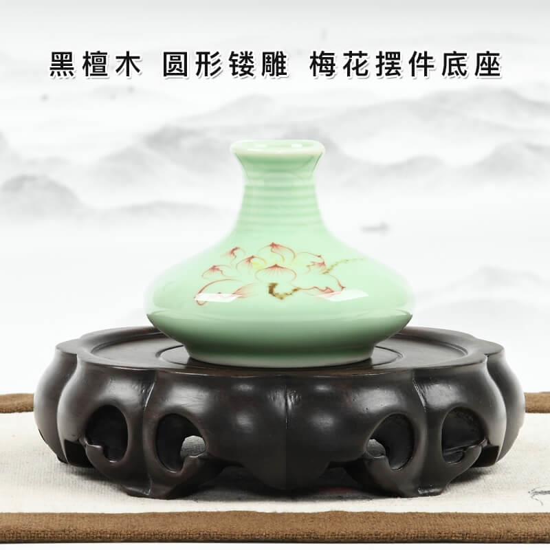 2022001雕刻黑木花檀瓶头盆景底座实木器整料玉摆件石紫砂壶木质