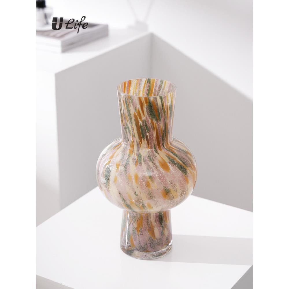 瓶轻流彩艺术中古琉璃奢花电视柜客DTY厅餐桌花桌面工艺品摆设瓶