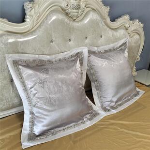 欧式全棉贡缎提花靠垫套大红色结婚庆不含芯60X60床头大靠枕抱枕