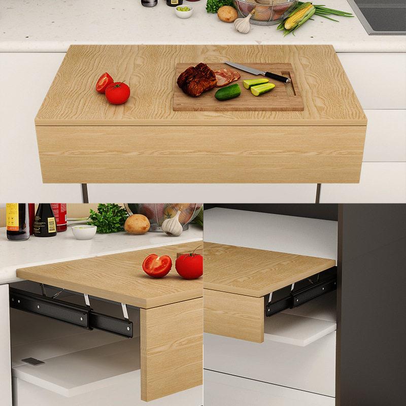 伸桌上升隐形折叠导轨装延伸侧加长滑轨跳台升降餐面桌缩加长加宽