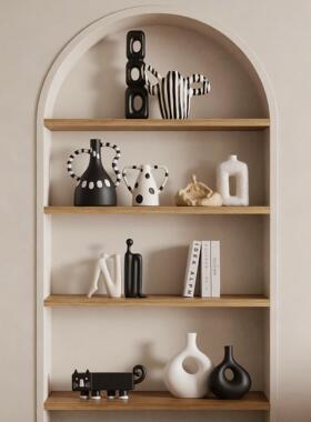 中古侘寂风高级感小众客厅酒柜电视柜壁龛装饰品法式覆古艺术摆件