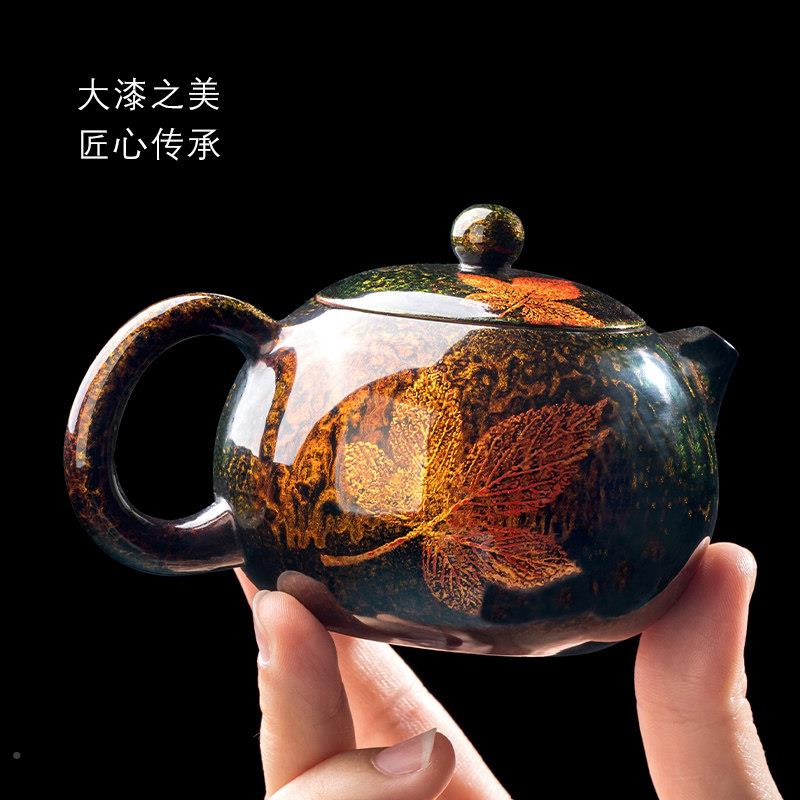 莲妙T11-75A天香林剑军叶老大师手绘枫紫砂国色漆西施壶茶壶家用