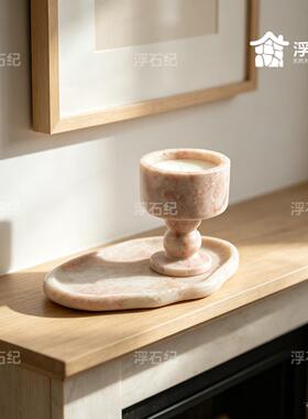 天四季粉大理石烛台NMB套组桌面饰然摆装饰简代约现家居工艺礼品