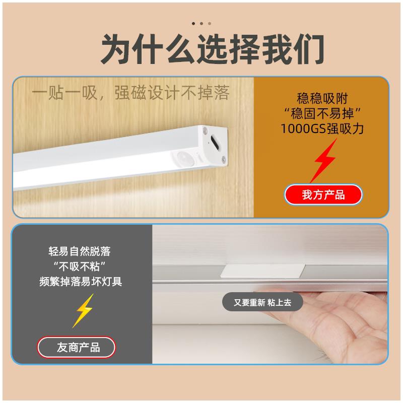 磁关人体感703应灯 免长打孔充电衣柜整体吸橱柜玄灯 强磁不留胶