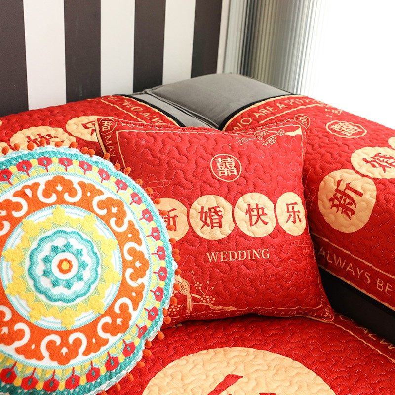 枕西湖 档雪尼尔结婚喜庆沙发坐垫布艺四季通用沙发巾罩,居家布艺,沙发垫,淘宝优惠券,粉丝福利购,淘宝优惠卷