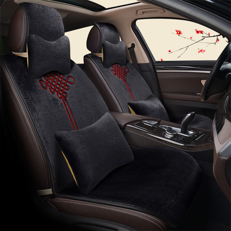 冬季防滑轿车短毛绒汽车座垫冬天保暖坐垫驾驶室前排卡通单张座