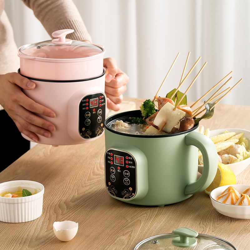 四季熊 多功能电煮锅宿舍迷你小电锅学生1-2人蒸煮一体不粘锅