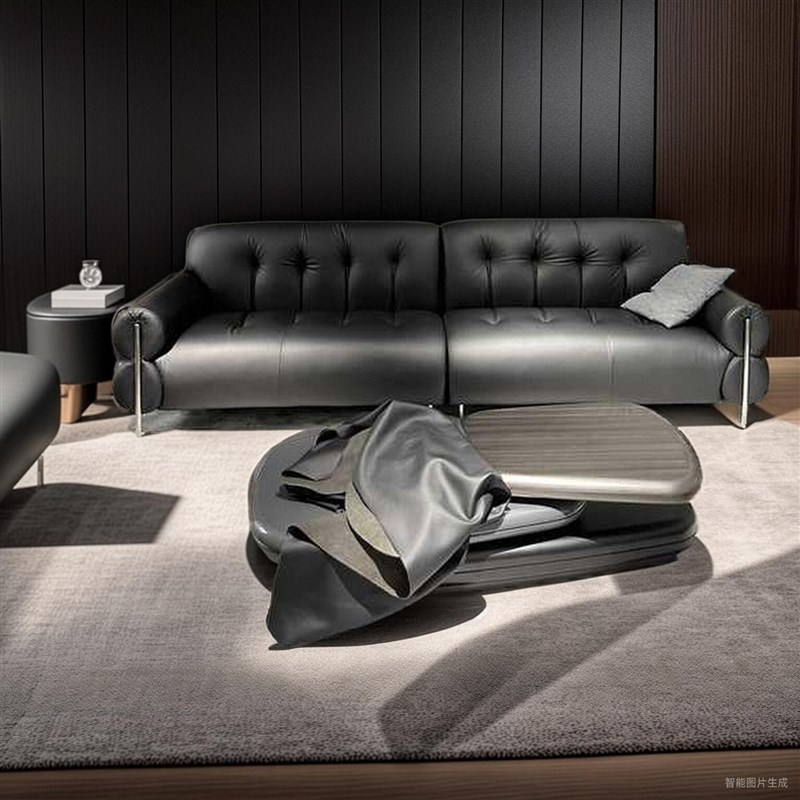 鼎德喜意式极简真皮沙发头层牛皮现代简约客厅小户型黑糖云朵沙发