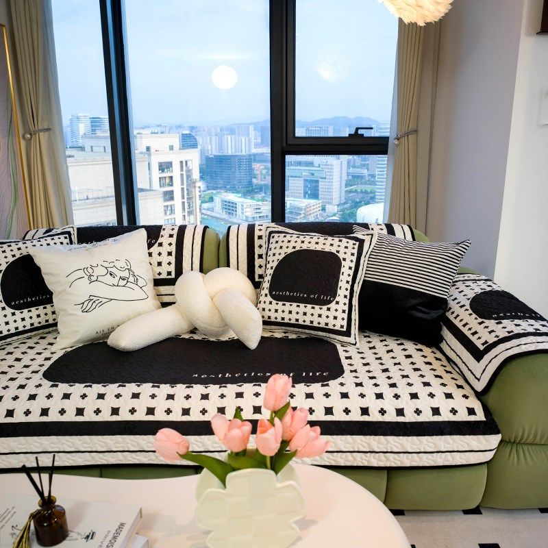 几何设计师款沙发垫四季通用加厚沙发巾级感防滑沙发罩盖,居家布艺,沙发垫,淘宝优惠券,粉丝福利购,淘宝优惠卷