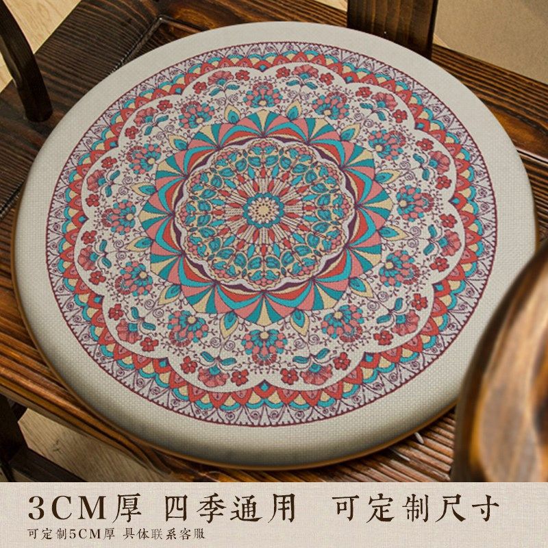 圆形椅垫餐椅鼓凳坐垫圈椅藤椅茶椅打坐曼荼罗图案印垫定制,居家布艺,椅垫,淘宝优惠券,粉丝福利购,淘宝优惠卷