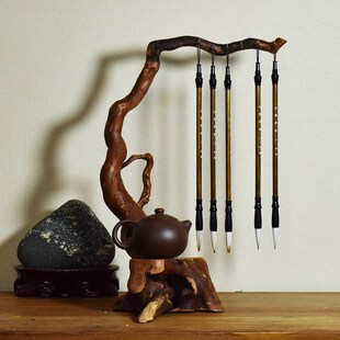 杜鹃根根雕毛笔架毛笔挂天然随形根艺实木文房文玩笔挂笔架