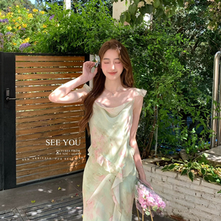 度假风荡领扎染显白显高飘逸氛围感连衣裙26018J 上新法式 SEE YOU