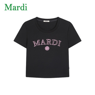 MARDI官方正品 上衣女 字母印花短袖 T恤棉宽松百搭2025夏季