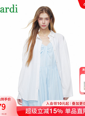 MARDI简约现代风白色长袖衬衫女宽松百搭休闲叠穿衬衣休闲风日常