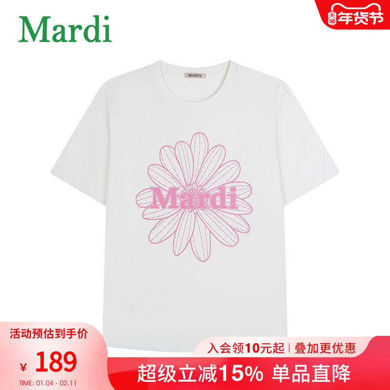 MARDI官方正品小雏菊时尚短袖T恤纯棉宽松百搭2026夏季新款