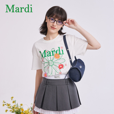 MARDI官方正品小雏菊多花字母短袖T恤宽松休闲2025夏韩系上衣女