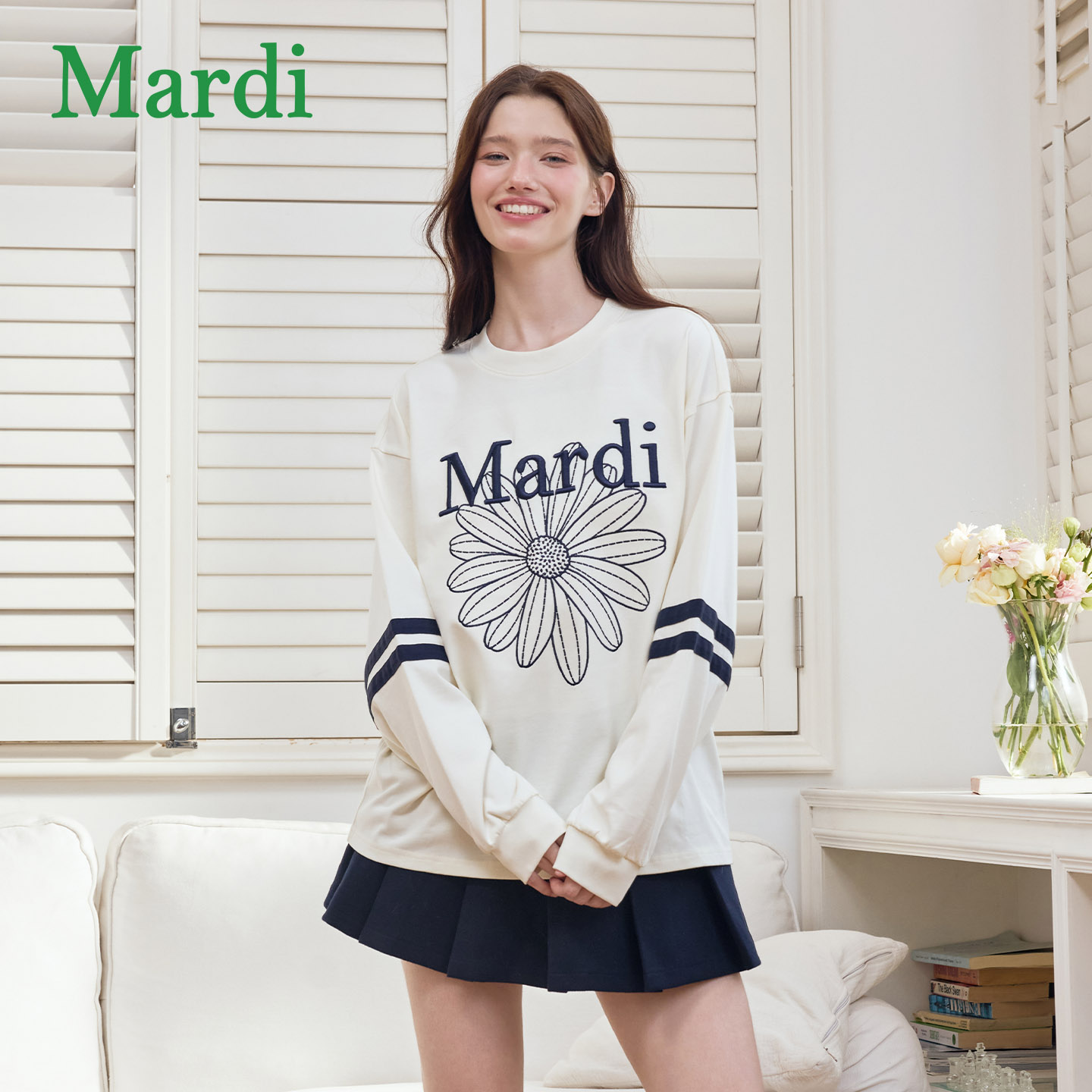 MARDI秋季小雏菊宽松针织卫衣女